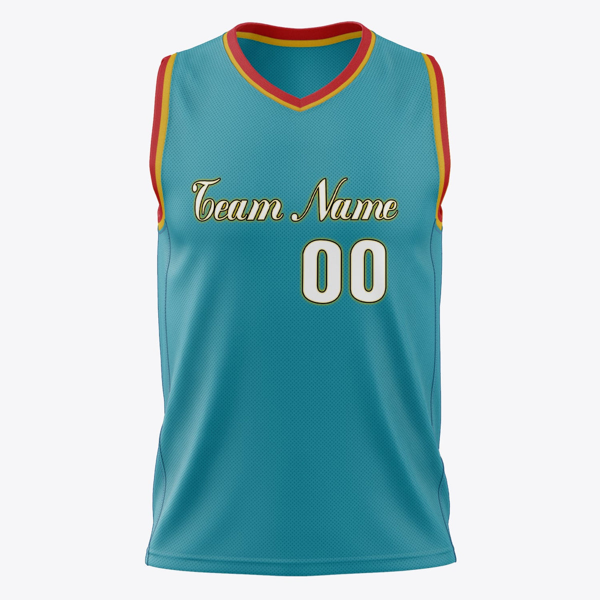 Custom Teal White Solid Color Basketball Jersey