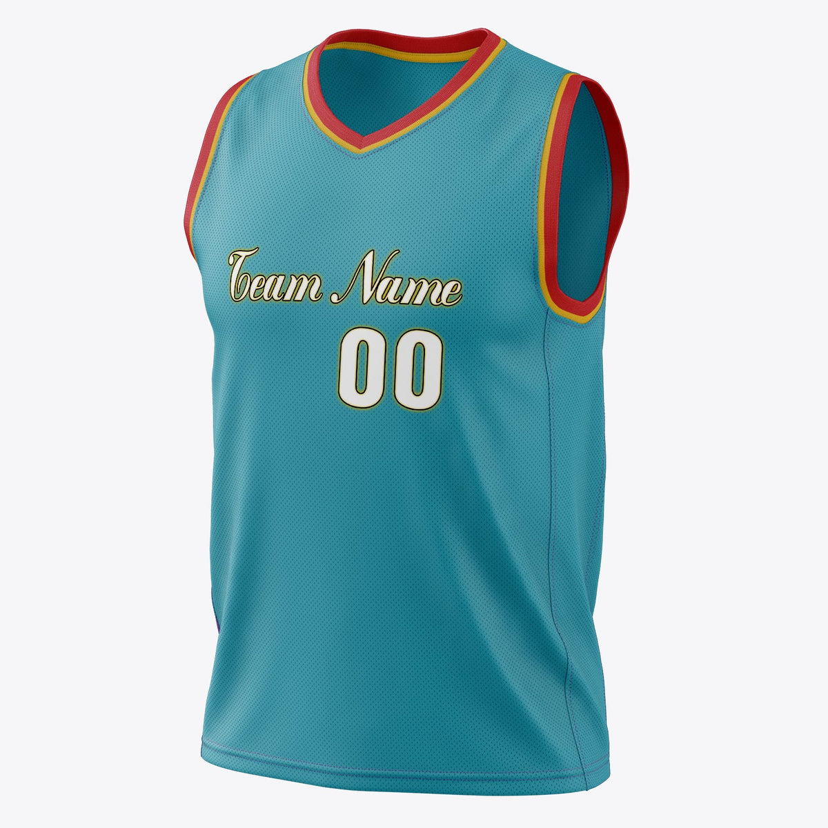 Custom Teal White Solid Color Basketball Jersey