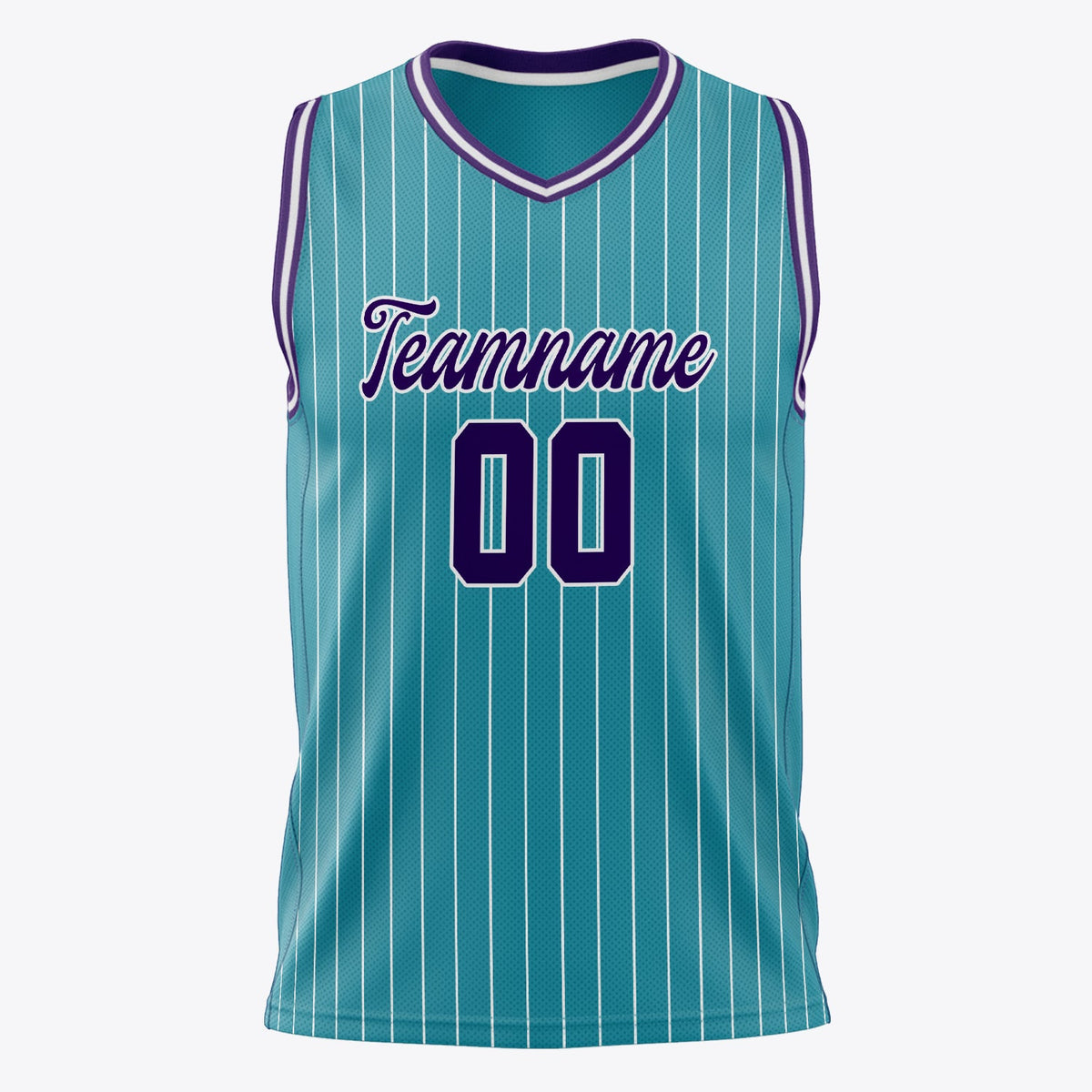 Custom Teal Purple Pinstripe Basketball Jersey