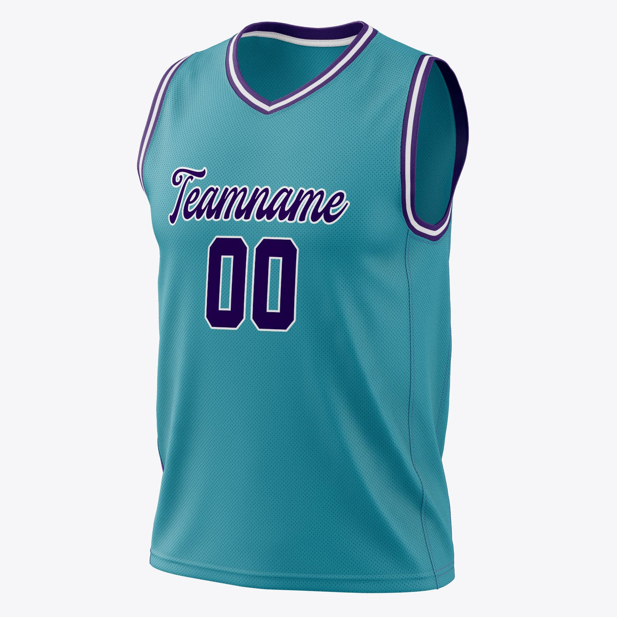 Custom Teal Purple Pinstripe Basketball Jersey