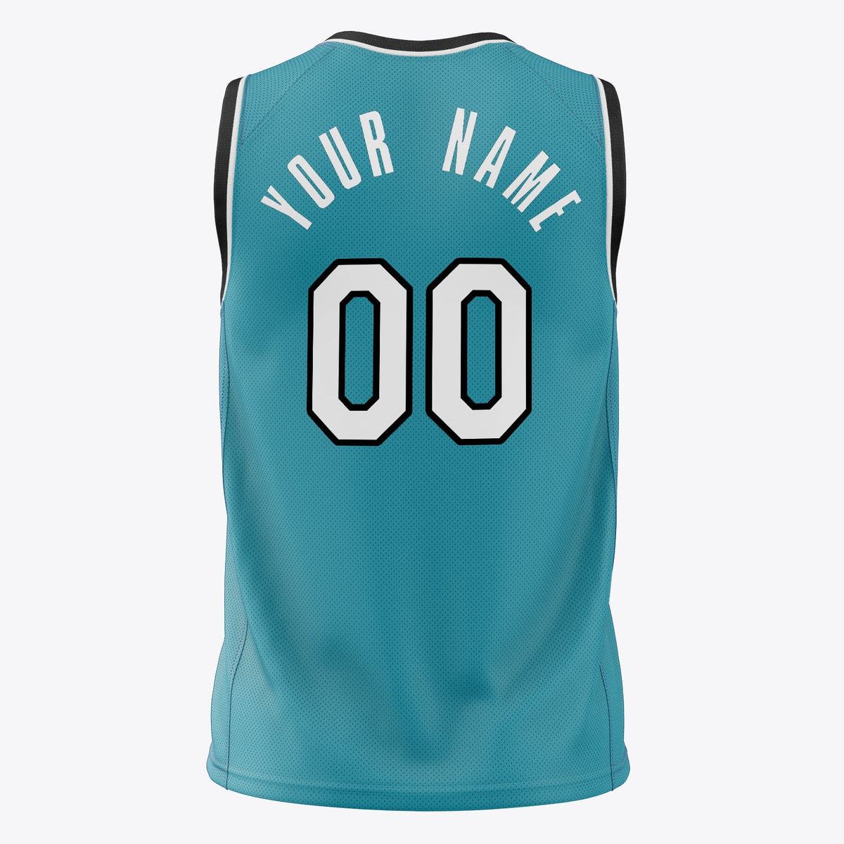 Custom Teal White Solid Color Basketball Jersey