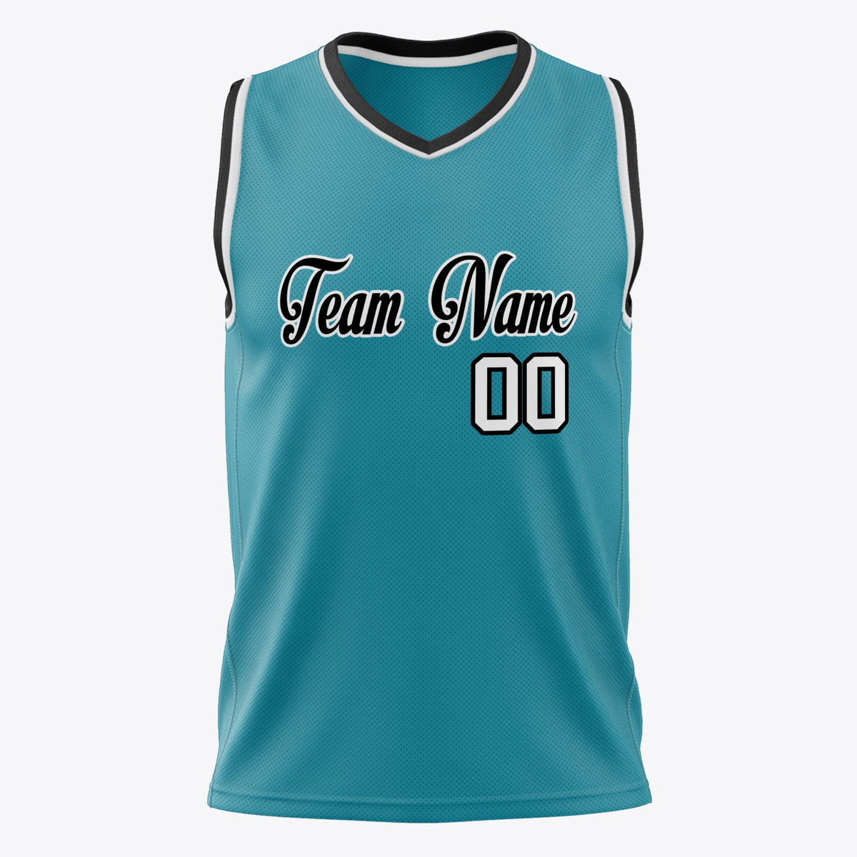 Custom Teal White Solid Color Basketball Jersey