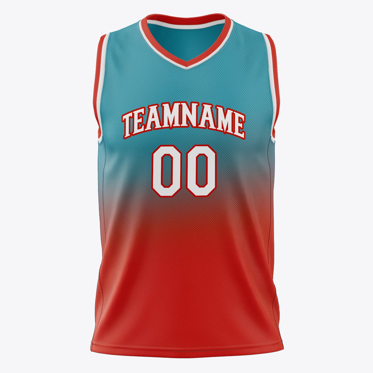 Custom Teal Orange Fade Basketball Jersey