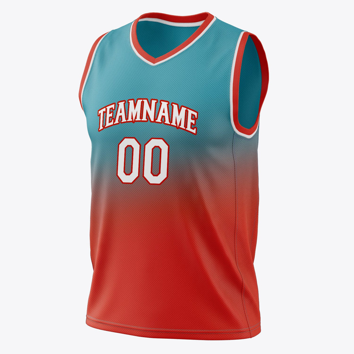 Custom Teal Orange Fade Basketball Jersey