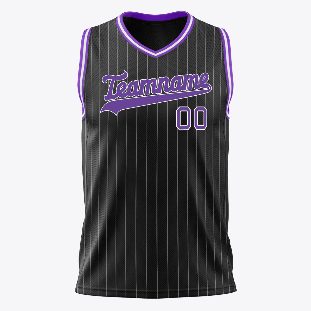 Custom Black Purple Pinstripe Basketball Jersey