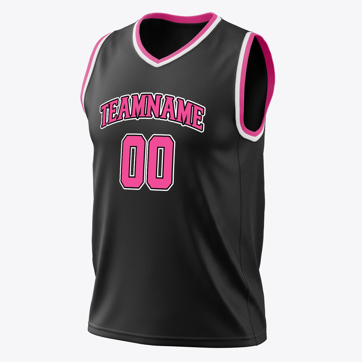 Custom Black Pink Solid Color Basketball Jersey