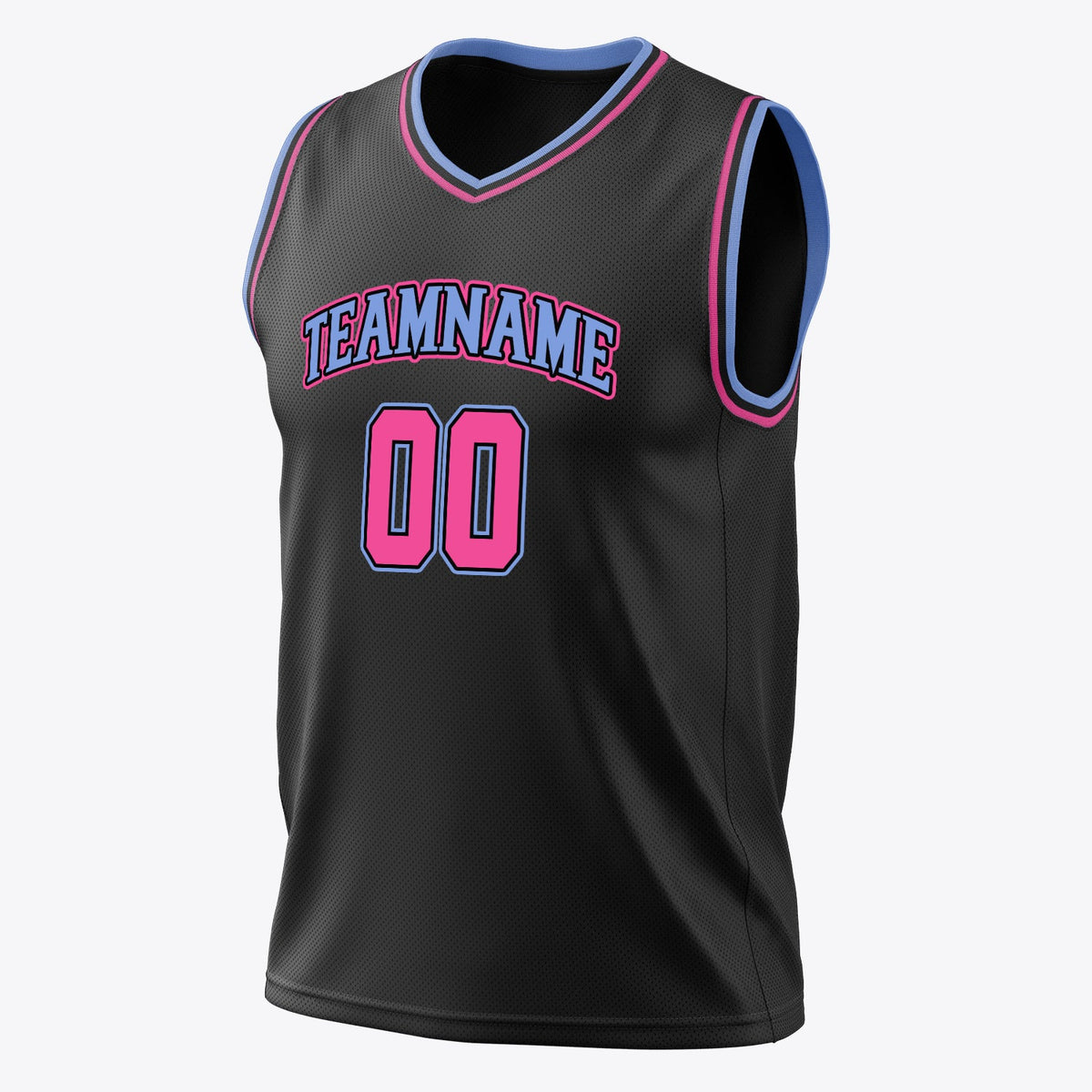 Custom Black Pink Solid Color Basketball Jersey