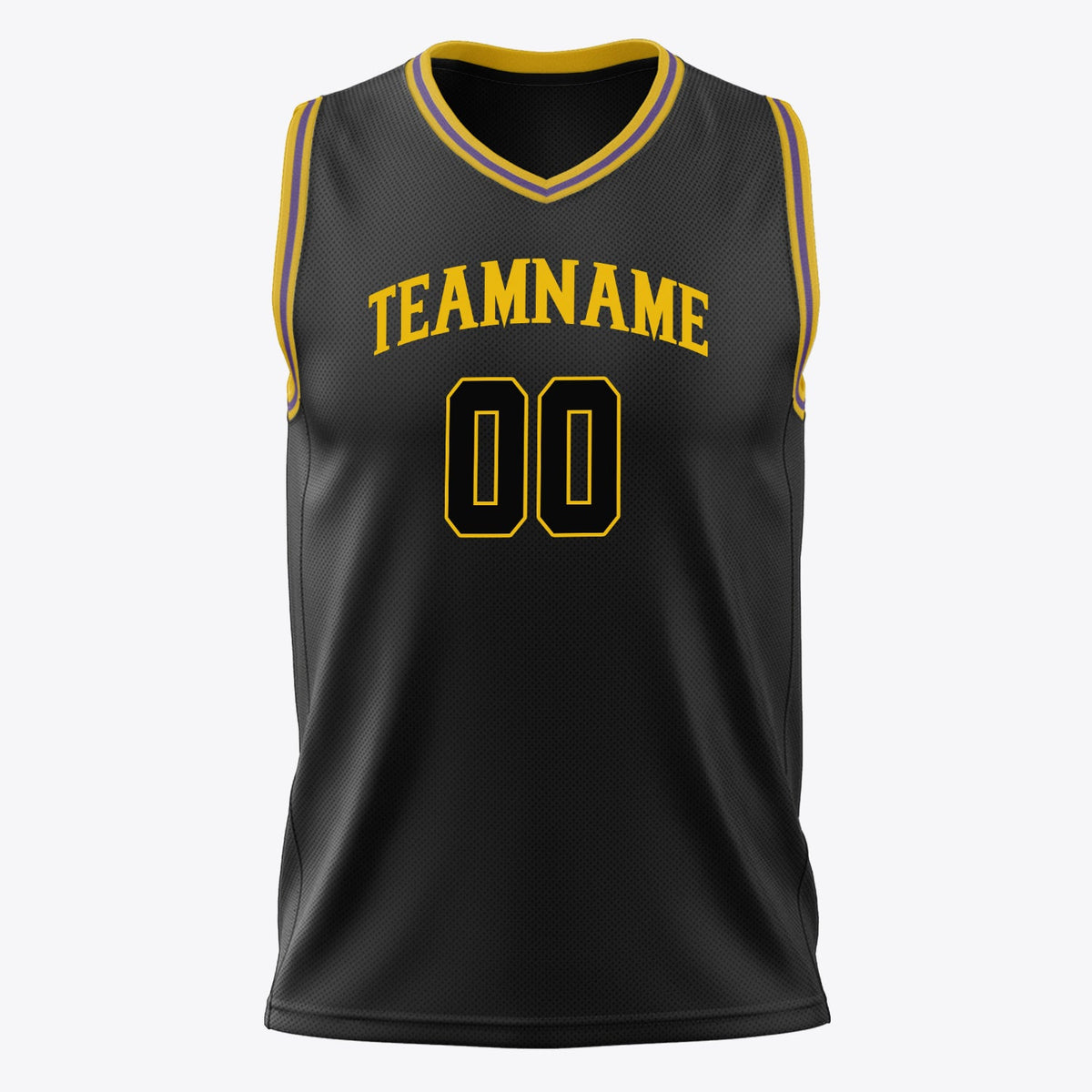 Custom Black Gold Solid Color Basketball Jersey