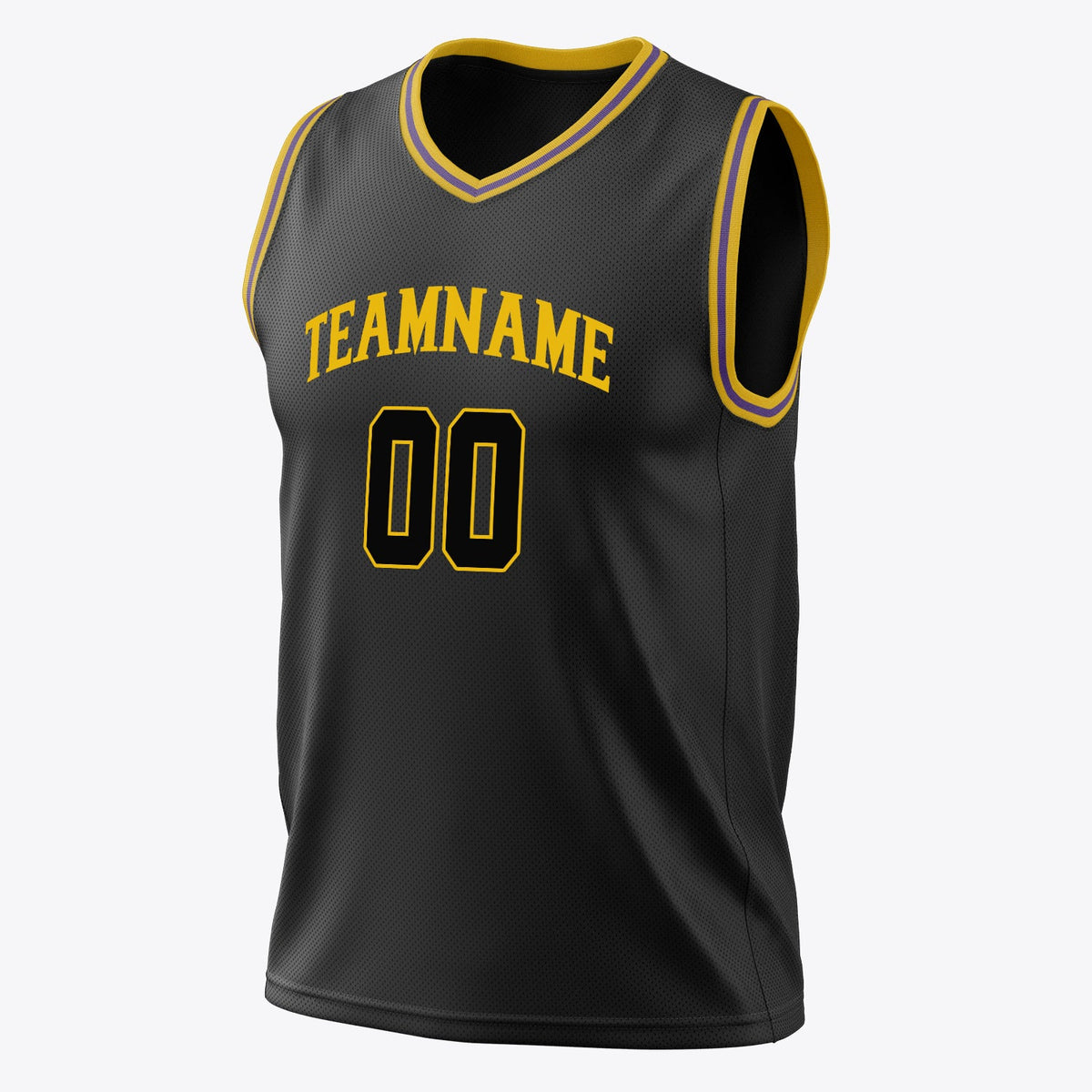 Custom Black Gold Solid Color Basketball Jersey