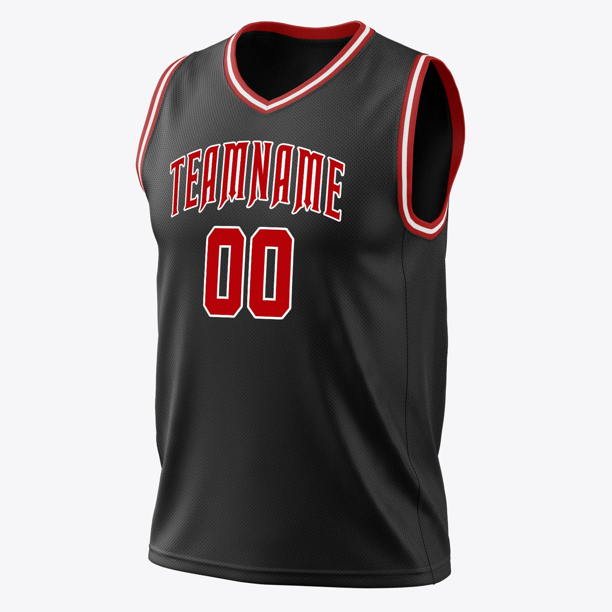 Custom Black Red Solid Color Basketball Jersey