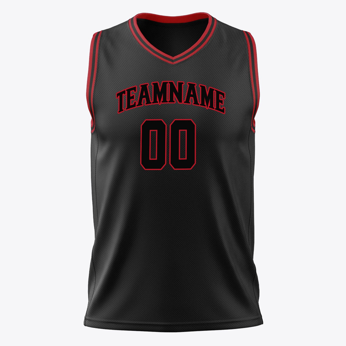 Custom Black Red Solid Color Basketball Jersey