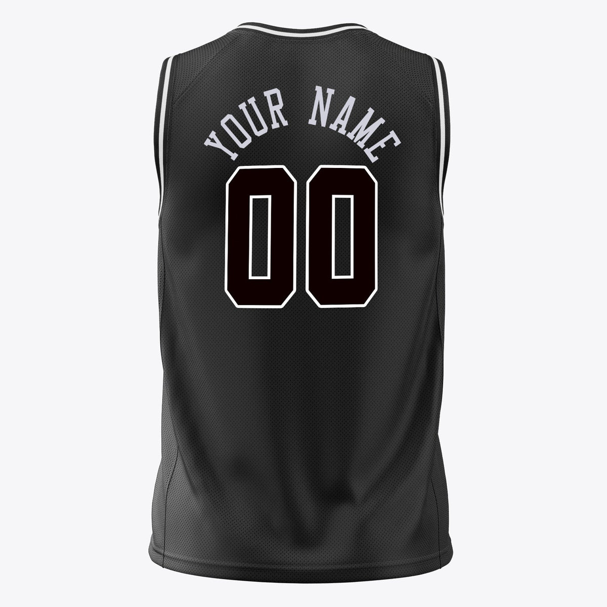 Custom Black White Solid Color Basketball Jersey