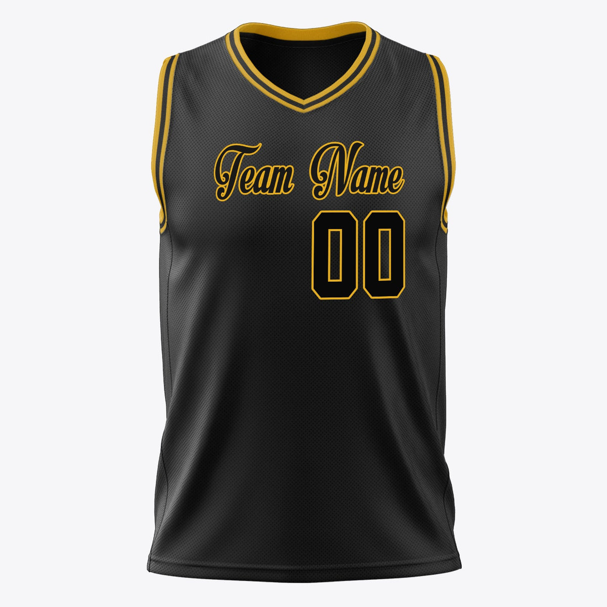 Custom Black Gold Solid Color Basketball Jersey