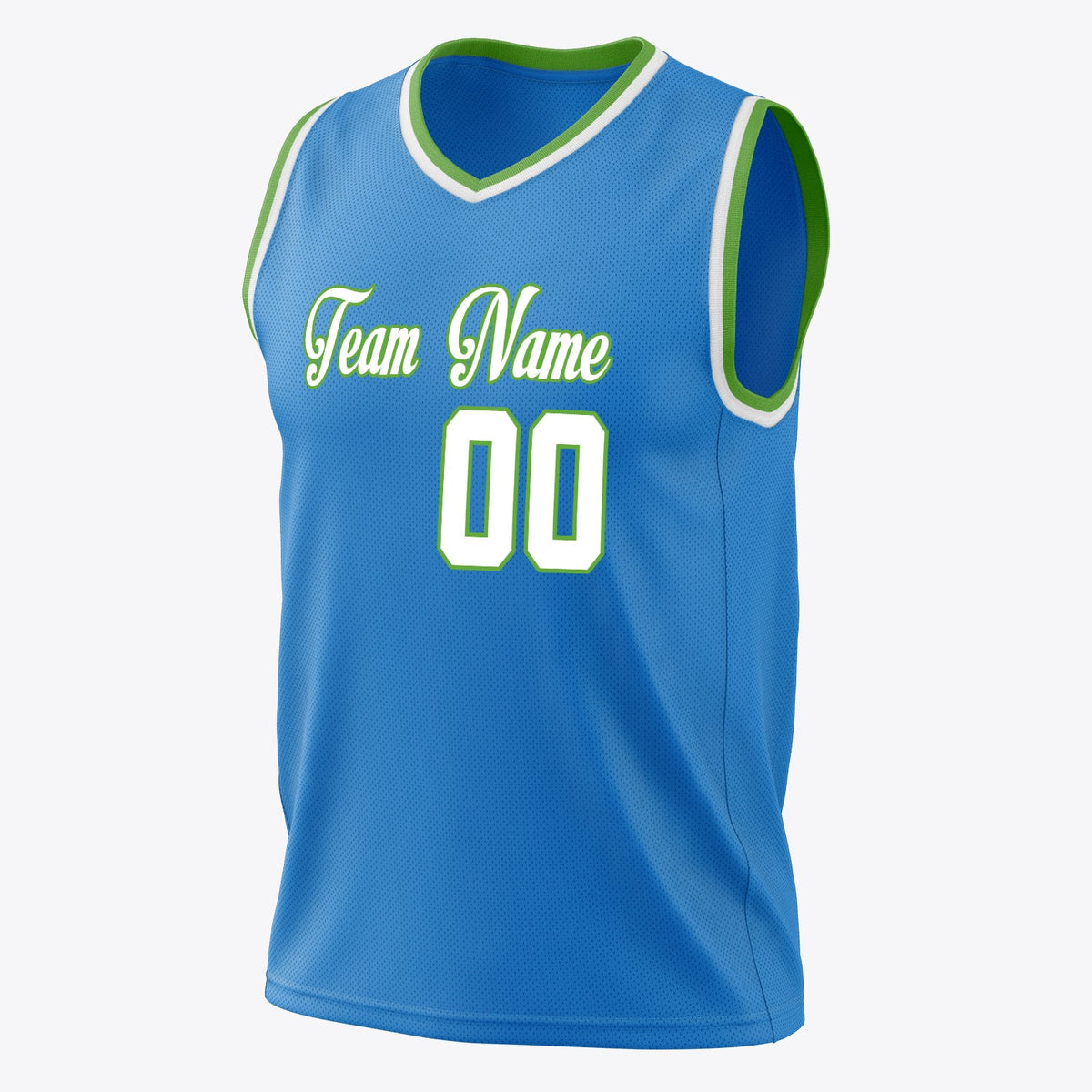 Custom Blue White Solid Color Basketball Jersey