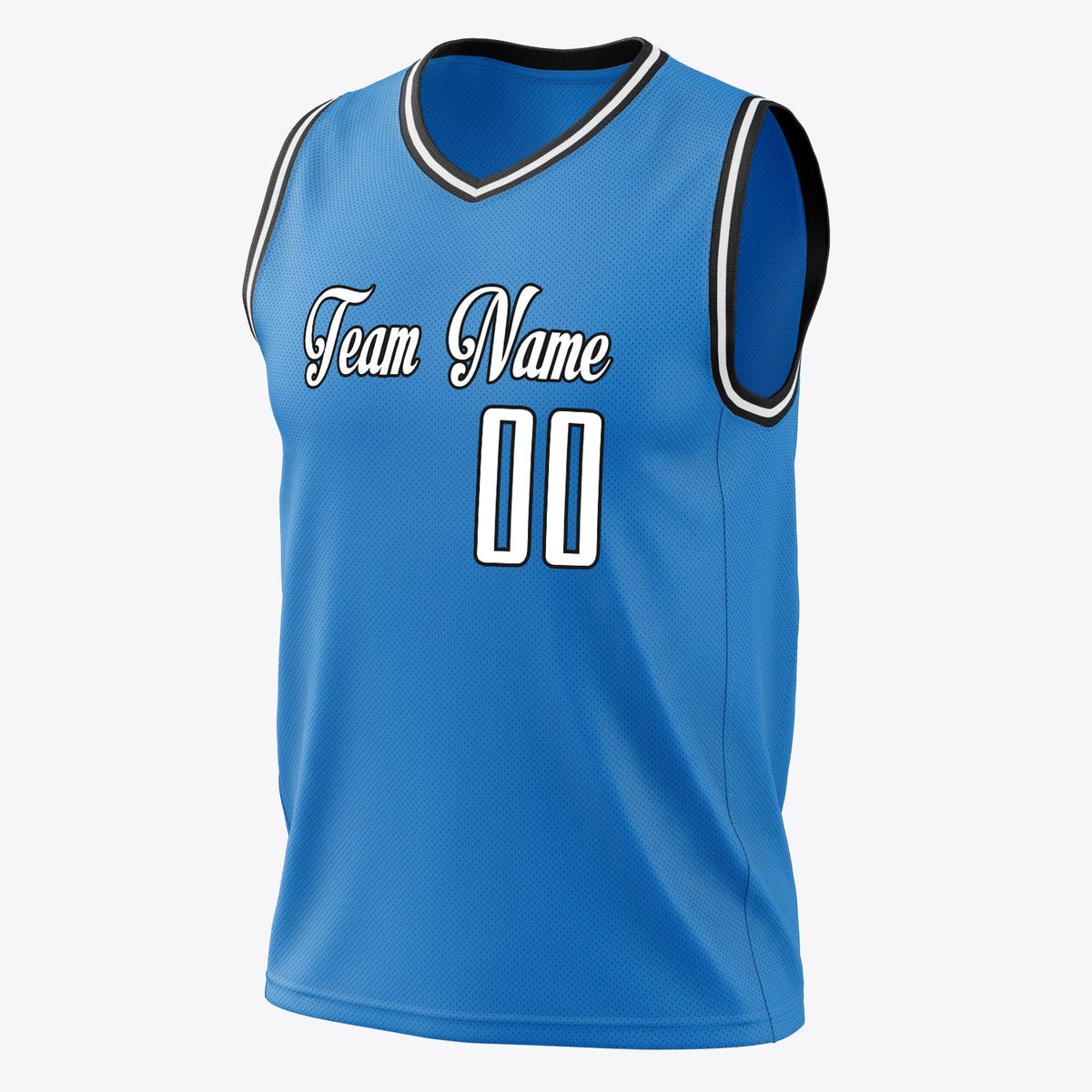 Custom Blue White Solid Color Basketball Jersey