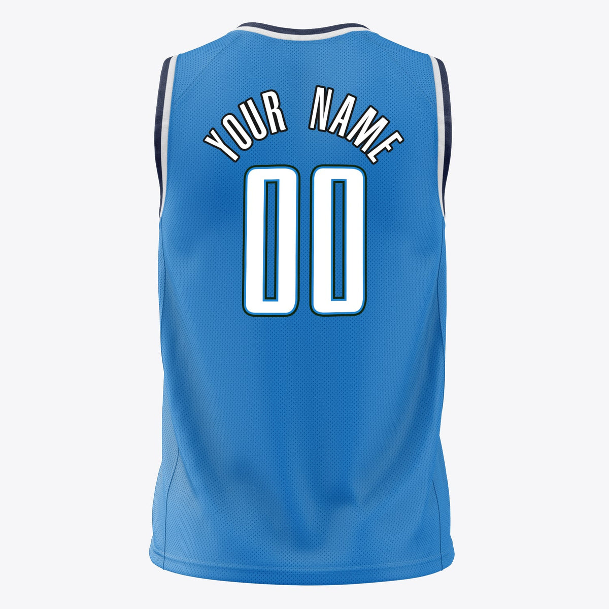 Custom Blue White Solid Color Basketball Jersey