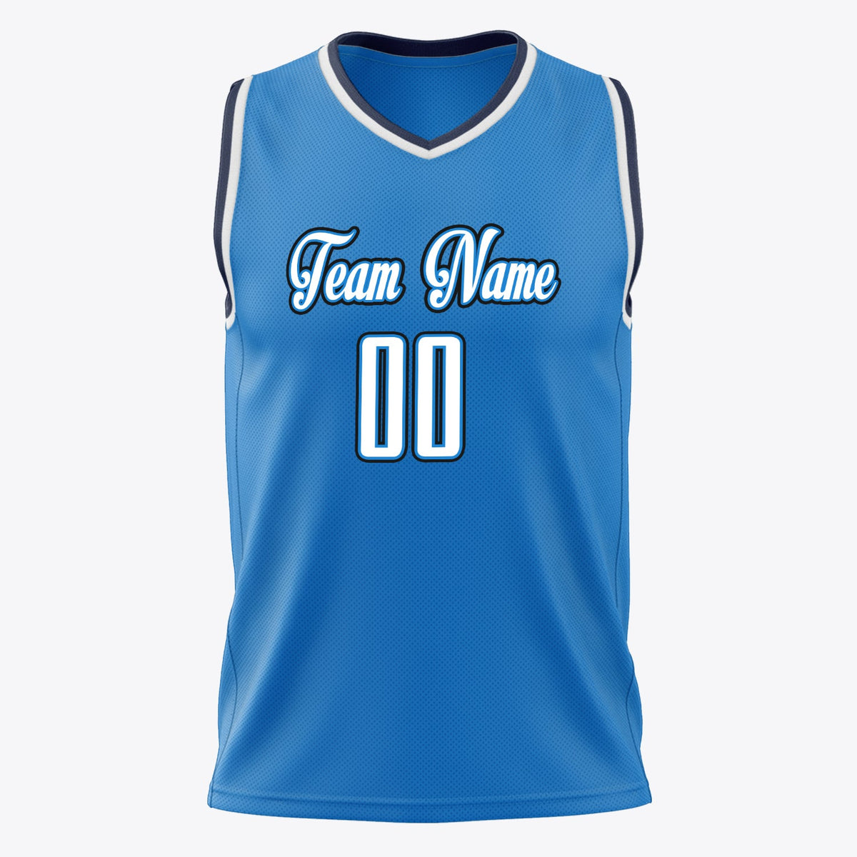 Custom Blue White Solid Color Basketball Jersey