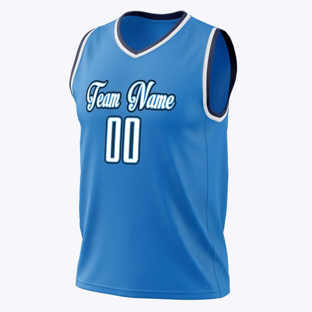 Custom Blue White Solid Color Basketball Jersey