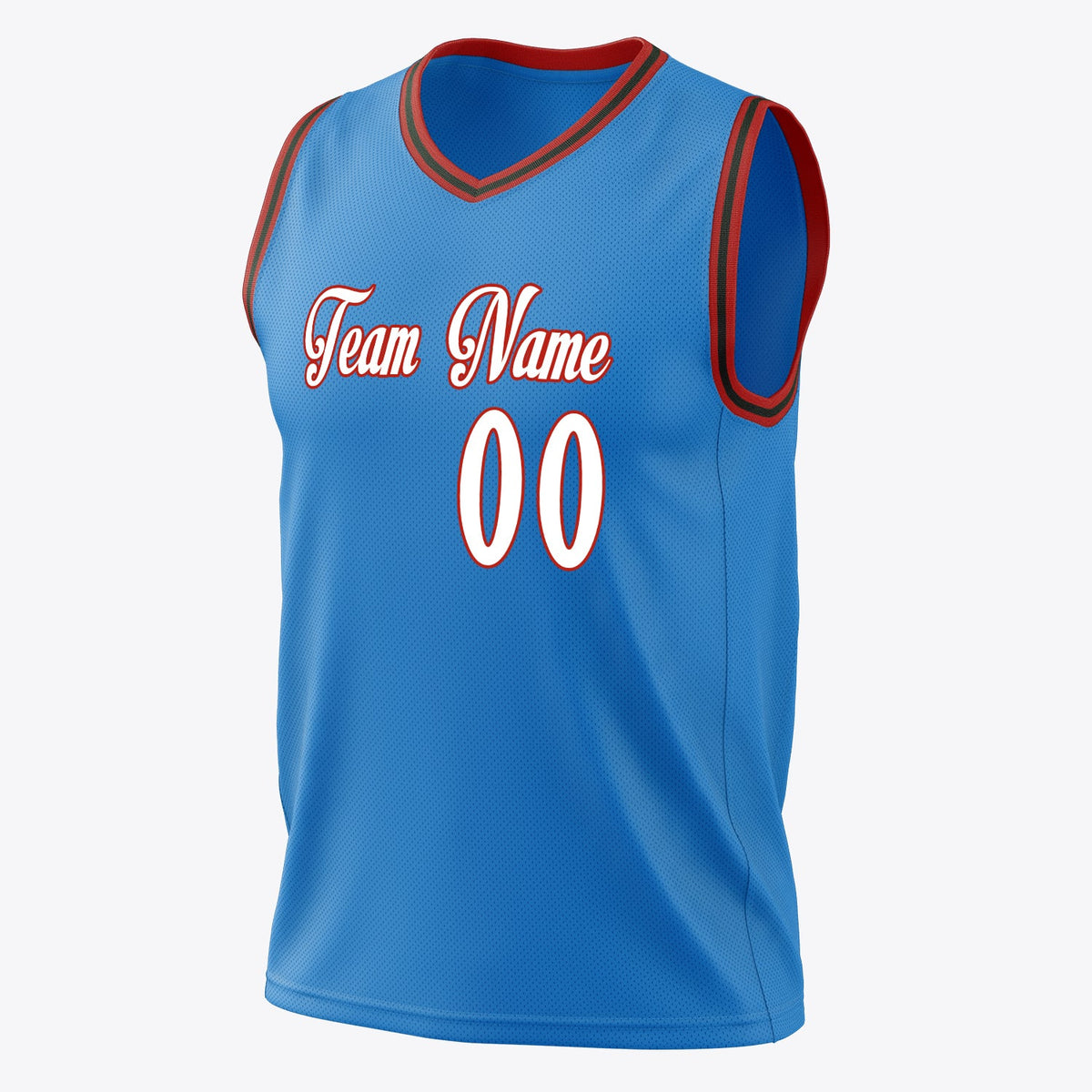 Custom Blue White Solid Color Basketball Jersey