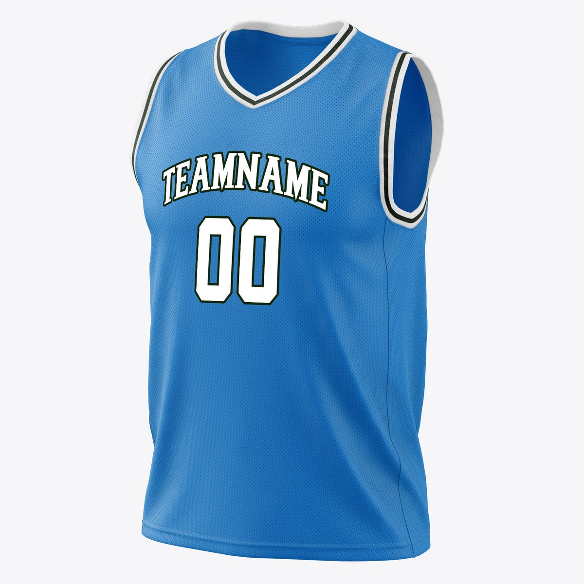 Custom Blue White Solid Color Basketball Jersey