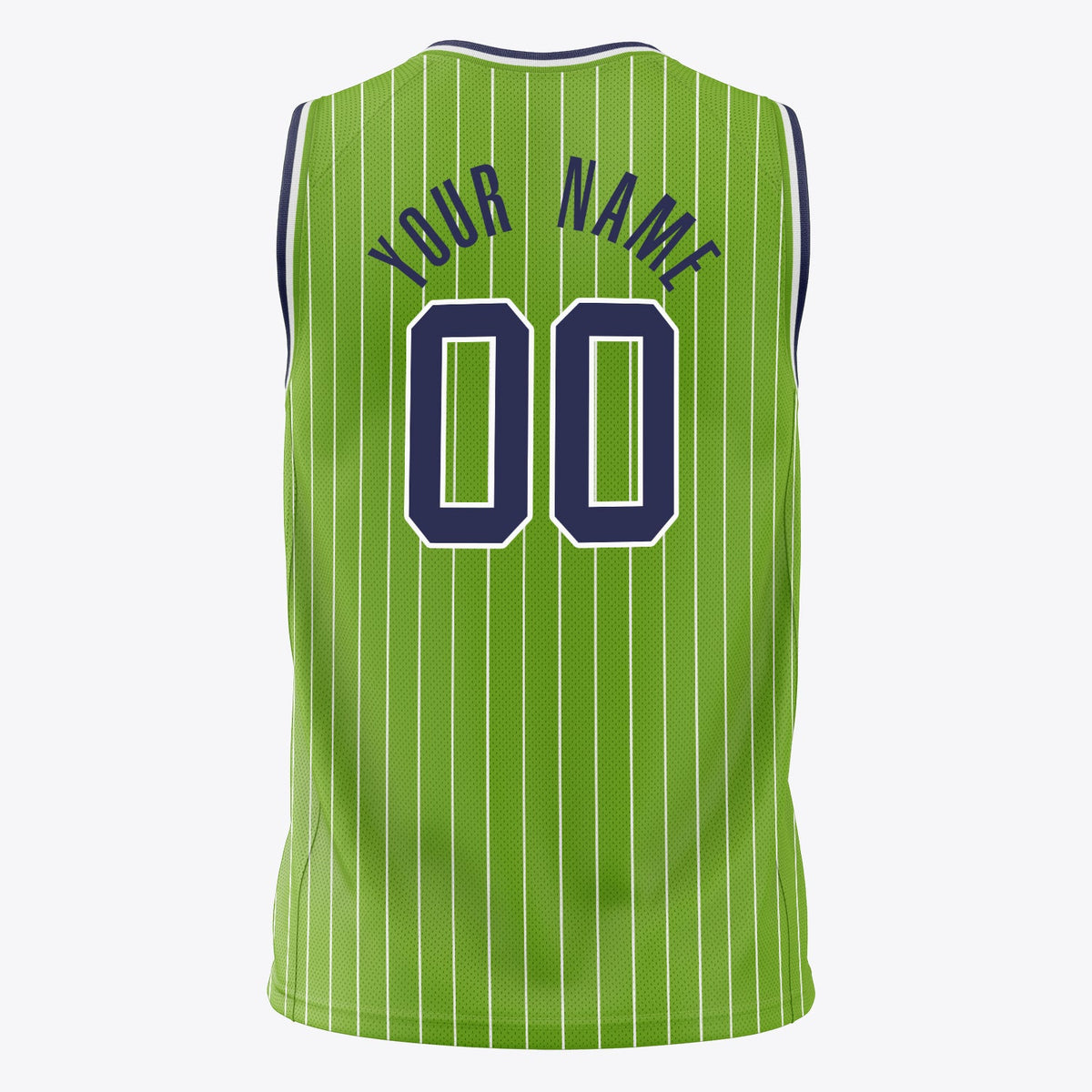 Custom Neon-Green Black Pinstripe Basketball Jersey