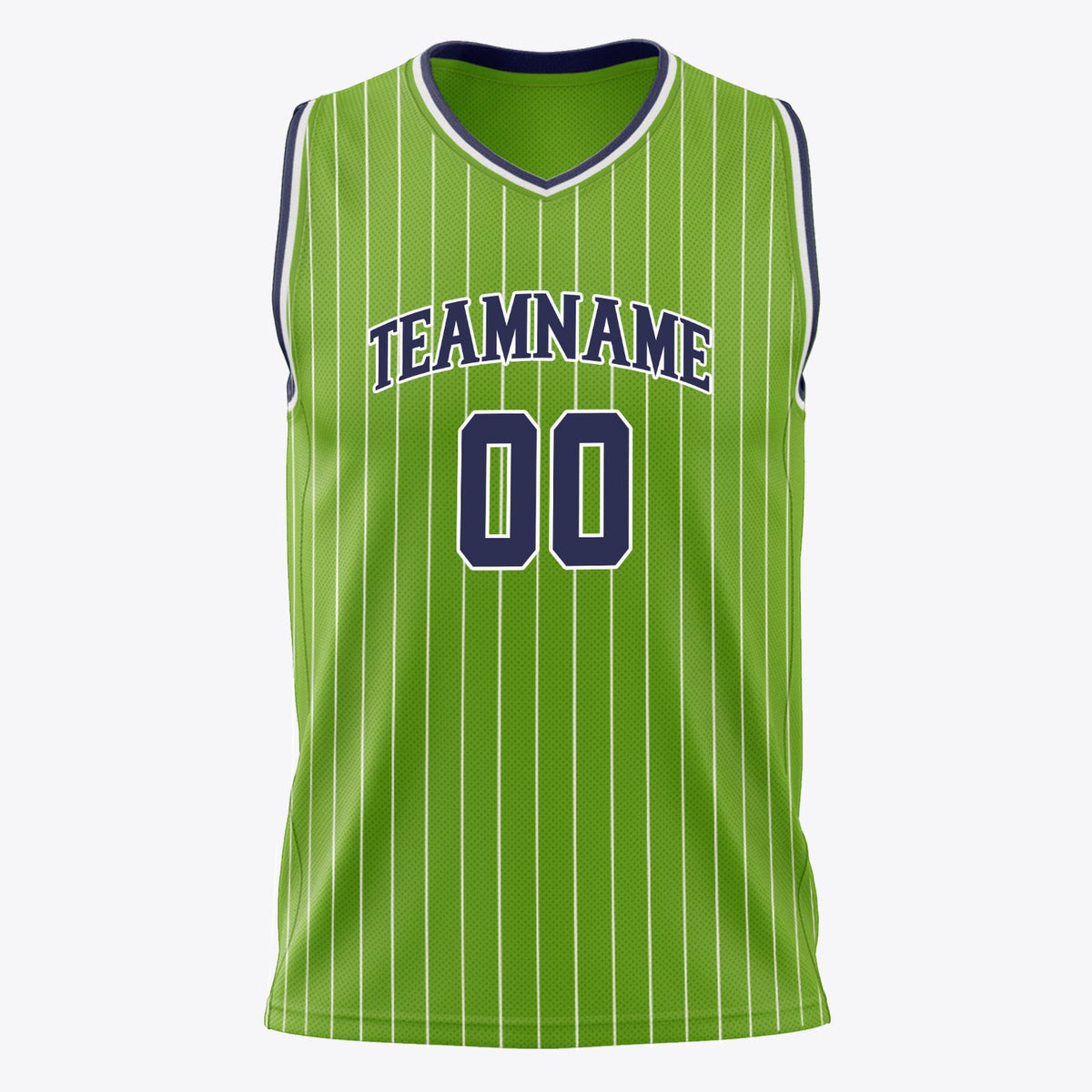 Custom Neon-Green Black Pinstripe Basketball Jersey