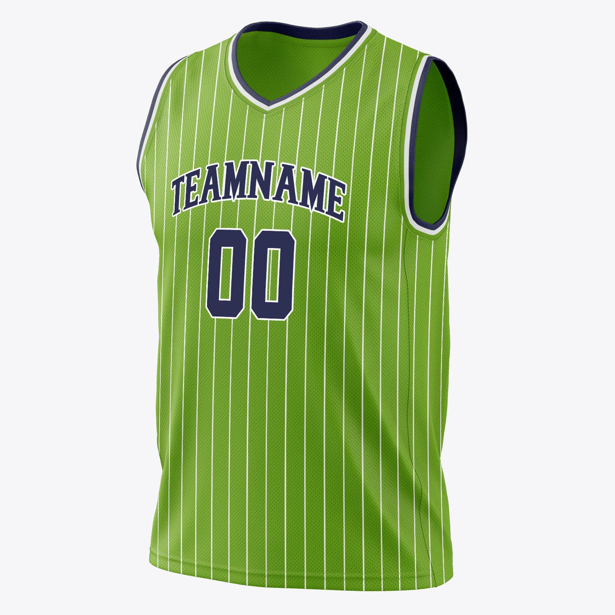 Custom Neon-Green Black Pinstripe Basketball Jersey