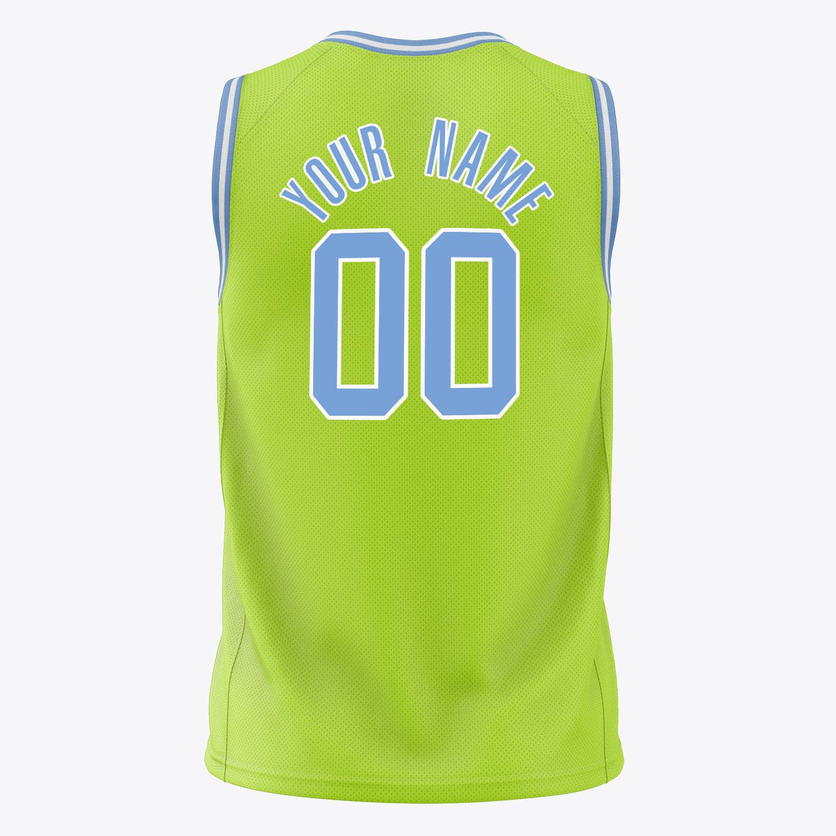 Custom Neon-Green Light Blue Solid Color Basketball Jersey