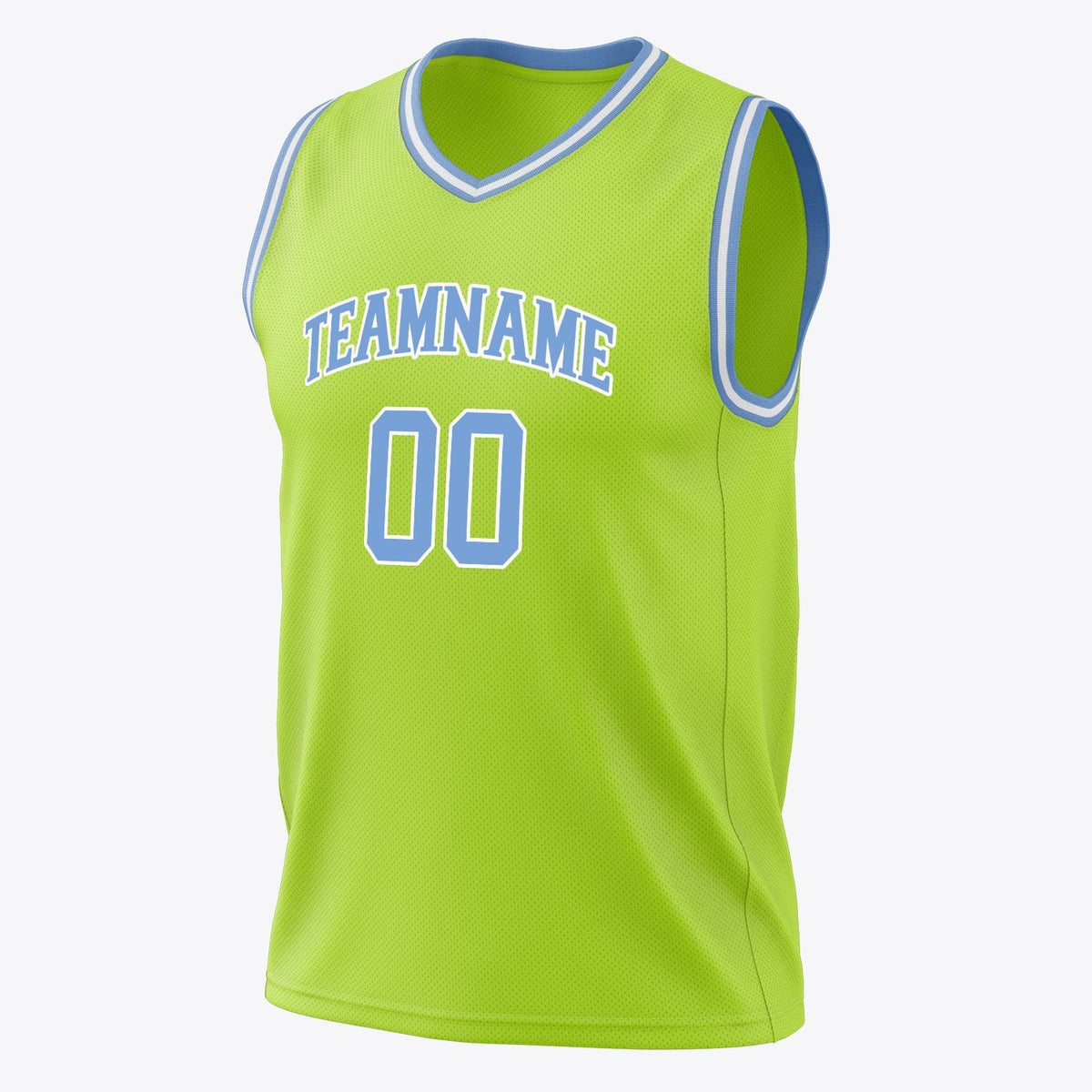 Custom Neon-Green Light Blue Solid Color Basketball Jersey