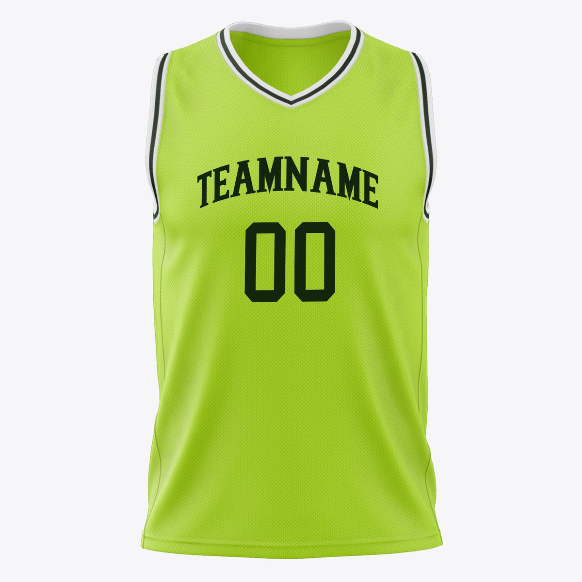 Custom Neon-Green Black Solid Color Basketball Jersey