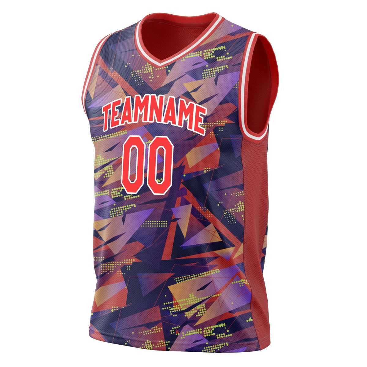 Custom Red White Pattern Basketball Jersey