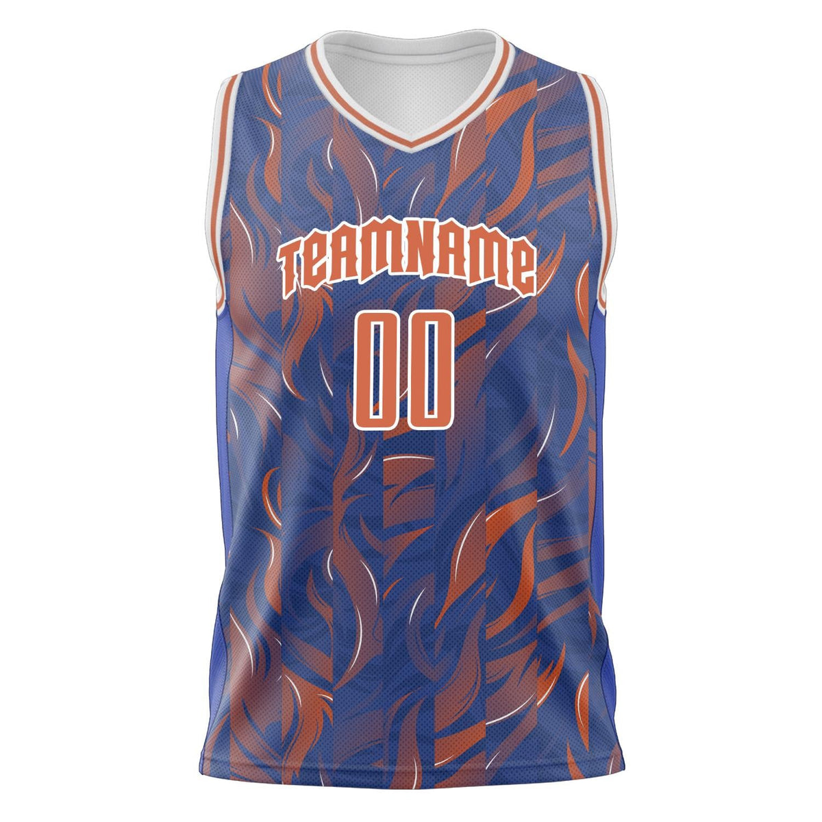 Custom Orange Royal Pattern Basketball Jersey