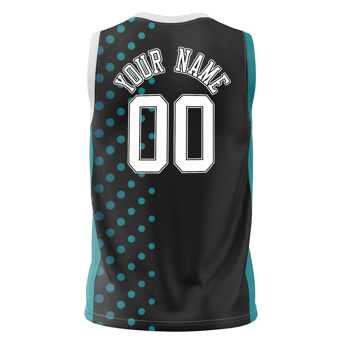 Custom Black Teal Pattern Basketball Jersey