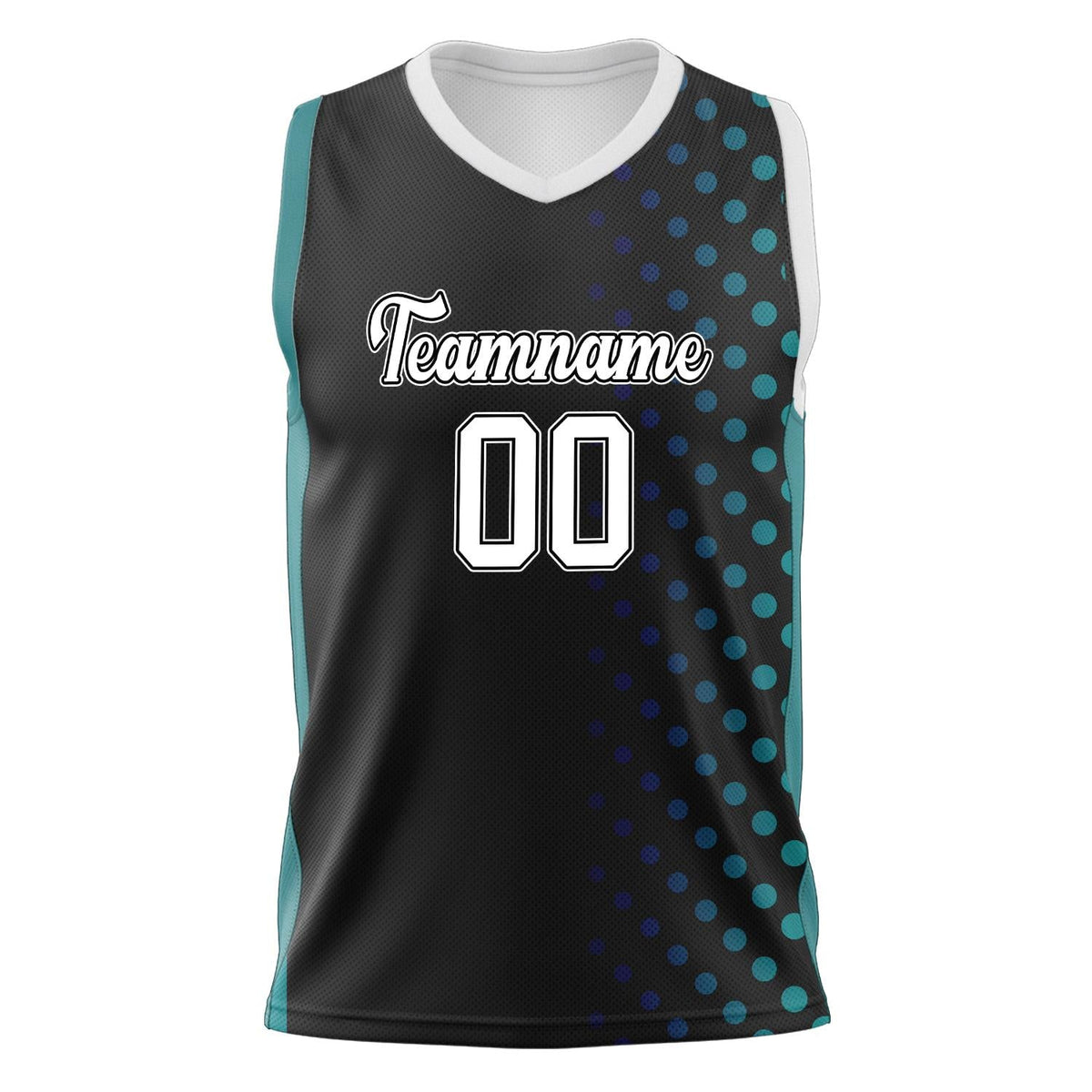 Custom Black Teal Pattern Basketball Jersey