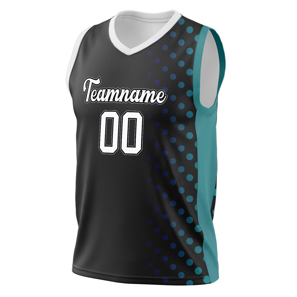 Custom Black Teal Pattern Basketball Jersey