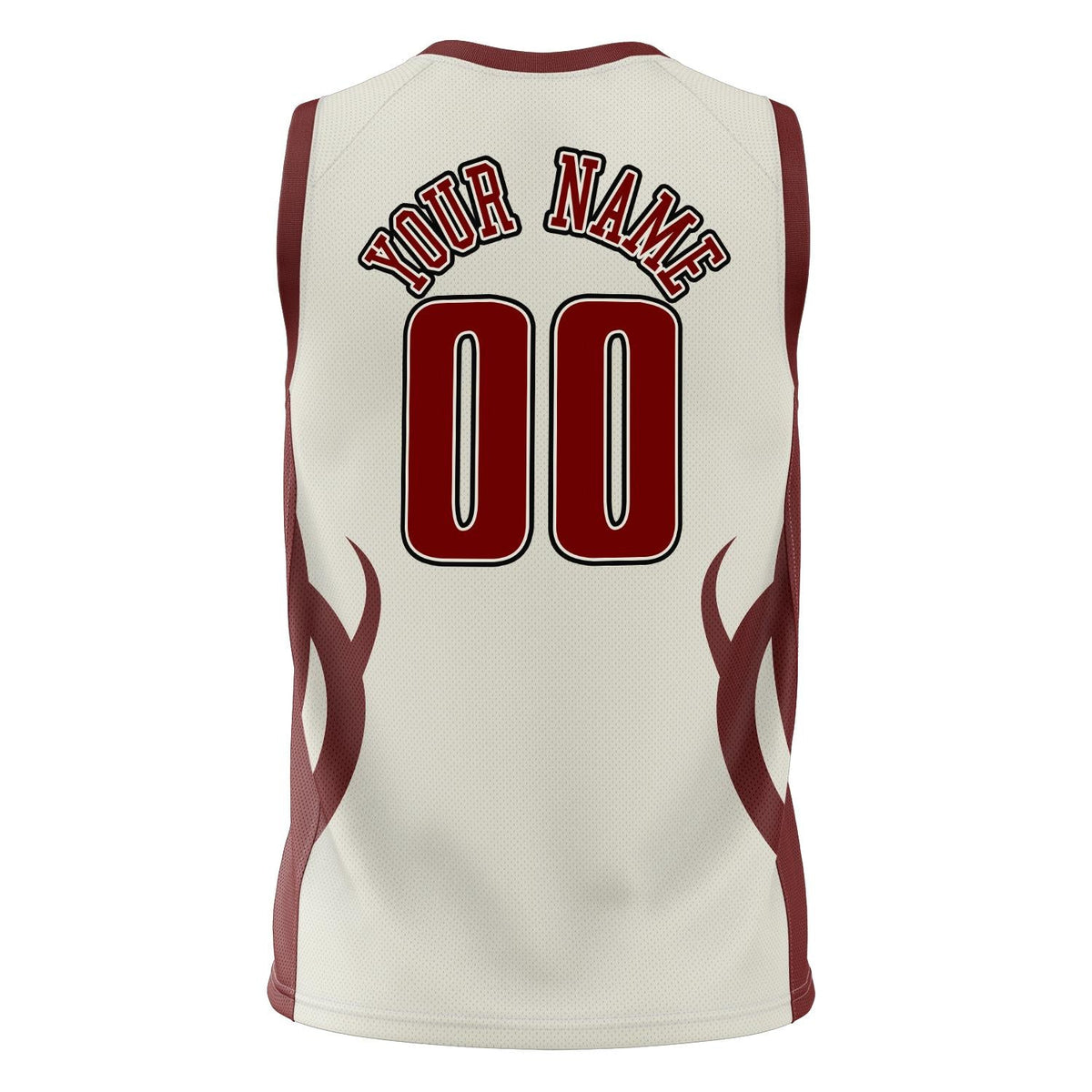 Custom Cream Maroon Pattern Basketball Jersey