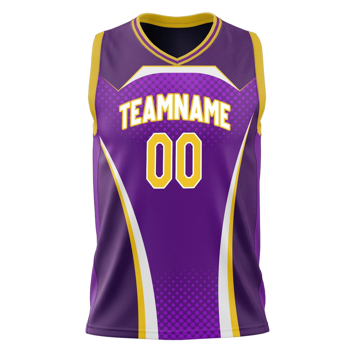 Custom Purple Gold Pattern Basketball Jersey