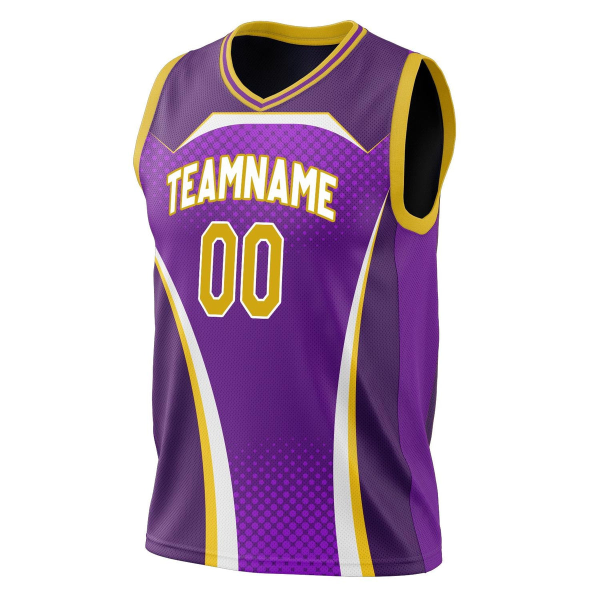 Custom Purple Gold Pattern Basketball Jersey