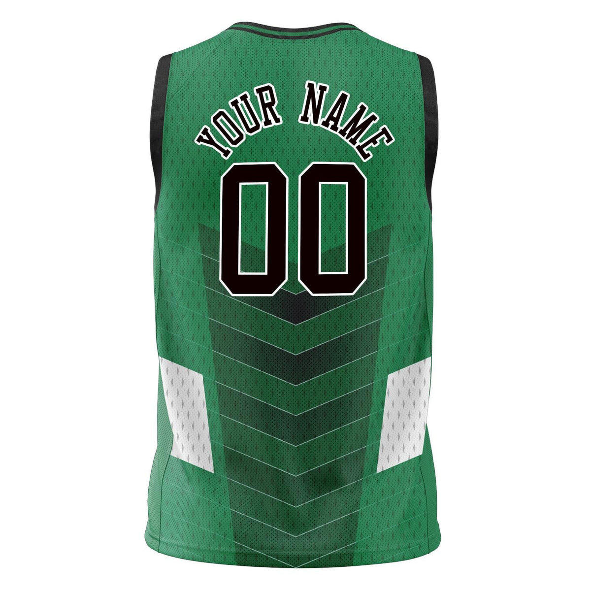 Custom Kelly Green Black Pattern Basketball Jersey