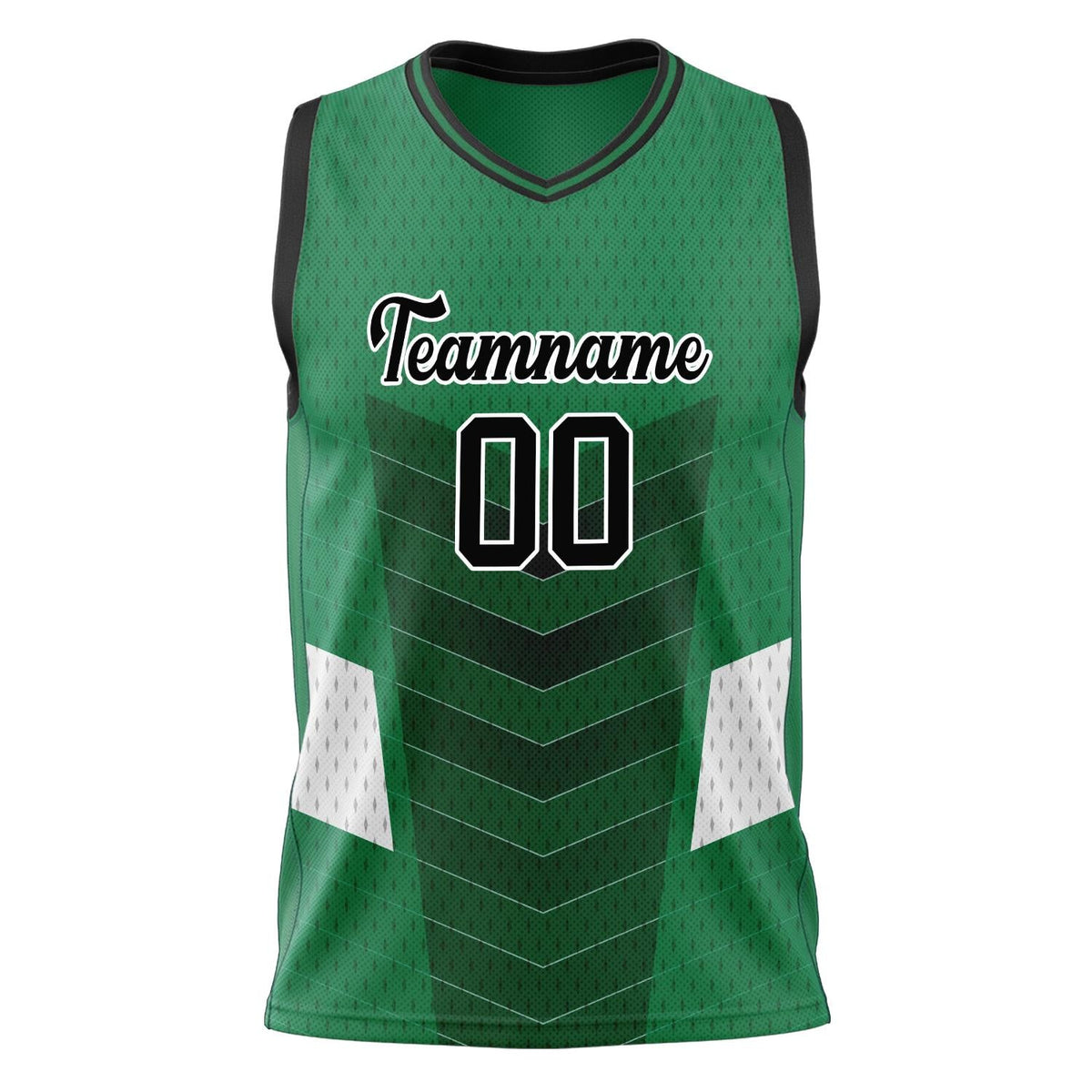 Custom Kelly Green Black Pattern Basketball Jersey