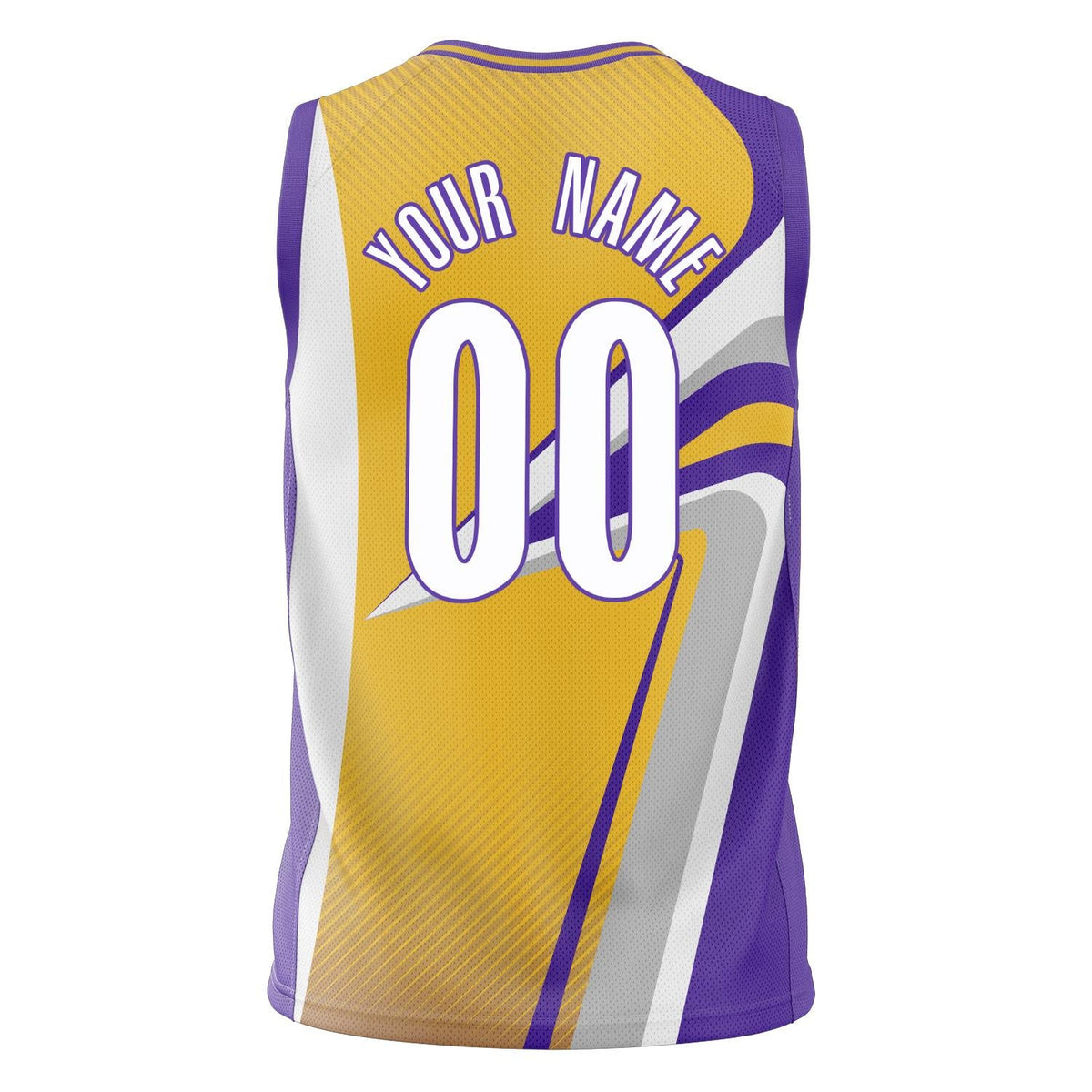 Custom Gold Purple Pattern Basketball Jersey