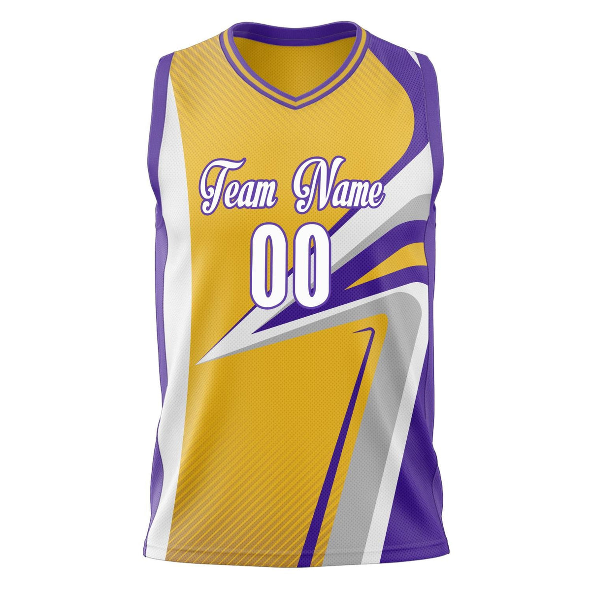 Custom Gold Purple Pattern Basketball Jersey