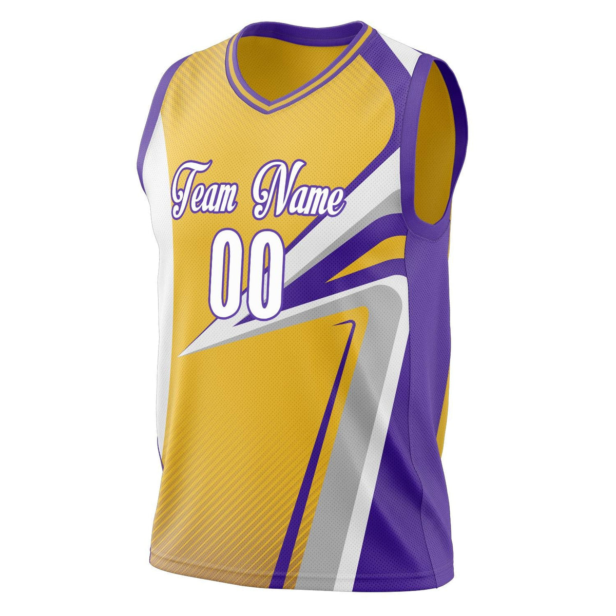 Custom Gold Purple Pattern Basketball Jersey