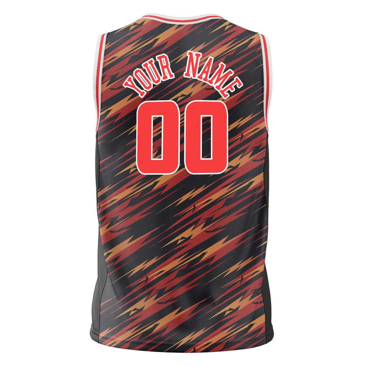 Custom Red Black Pattern Basketball Jersey