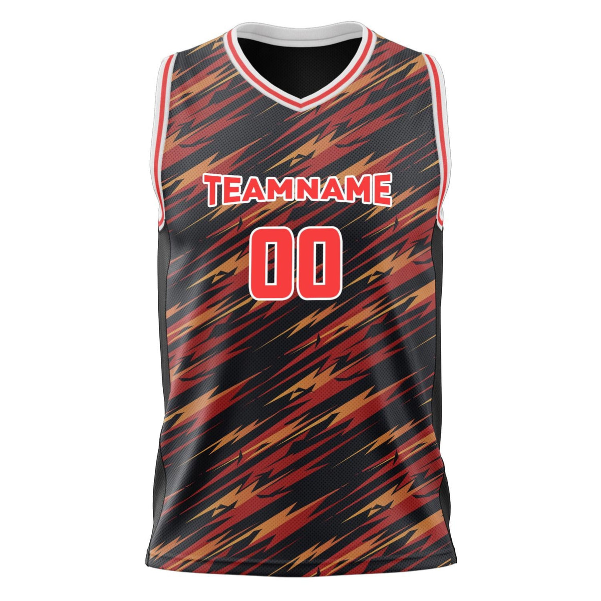 Custom Red Black Pattern Basketball Jersey