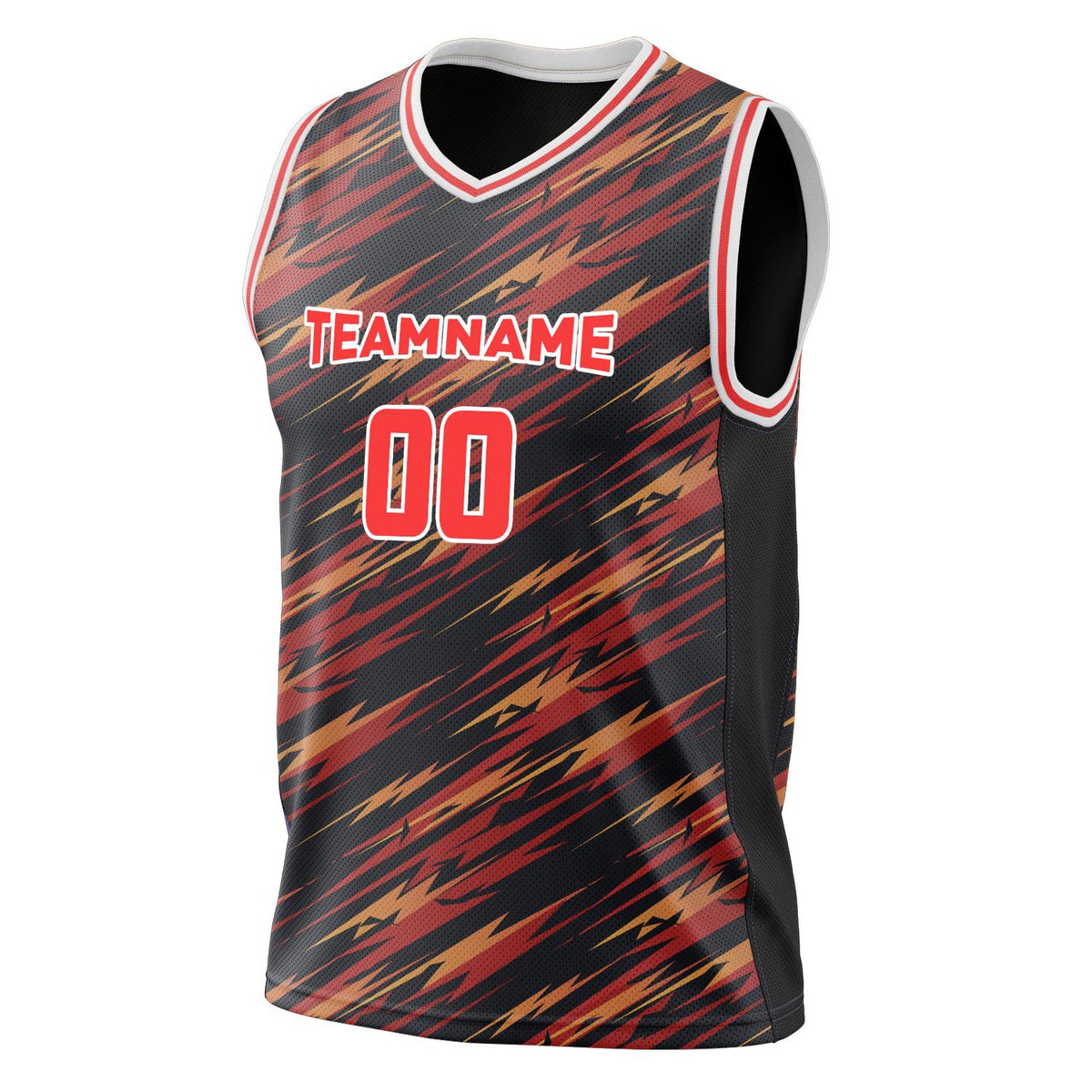 Custom Red Black Pattern Basketball Jersey