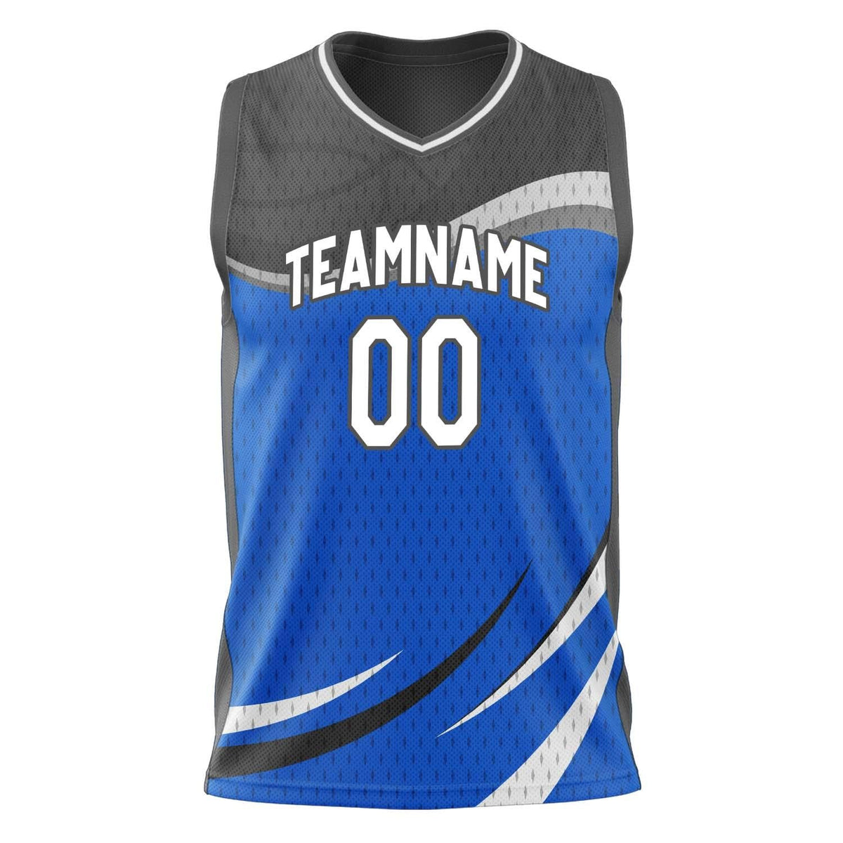 Custom Blue Black Pattern Basketball Jersey