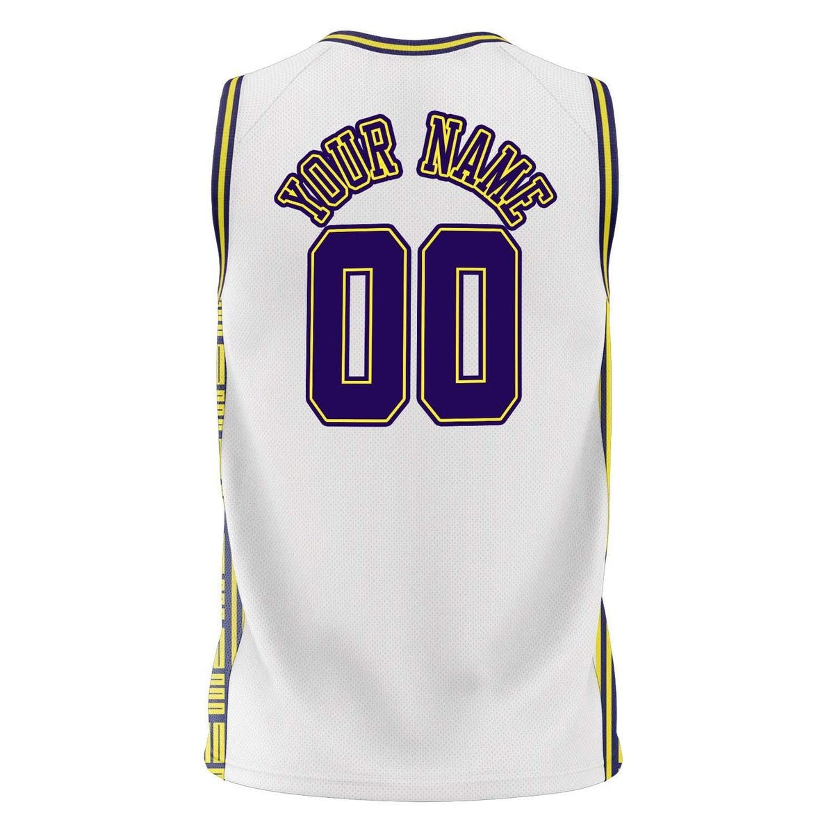 Custom White Navy Pattern Basketball Jersey