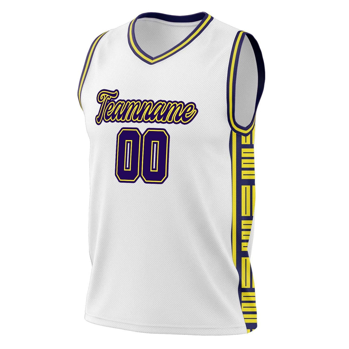 Custom White Navy Pattern Basketball Jersey