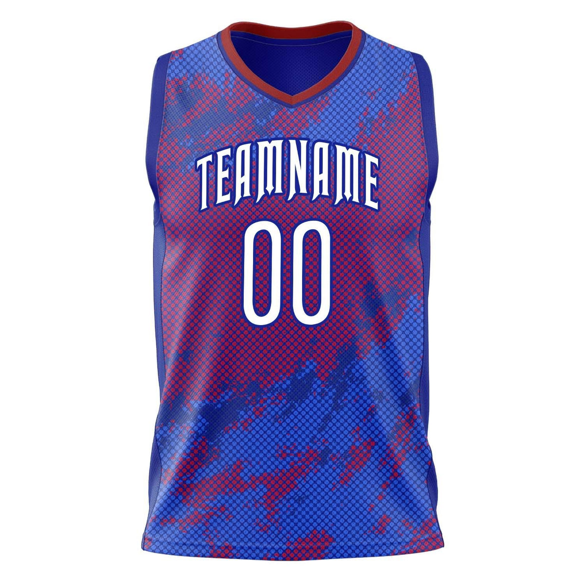 Custom Blue Red Pattern Basketball Jersey